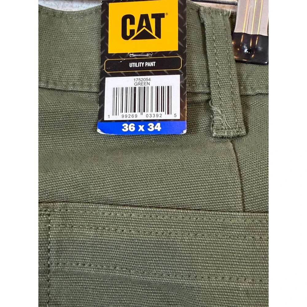 NWT CAT Caterpillar Mens Green Utility Canvas Work Pants 36x34 Gorpcore Tactical